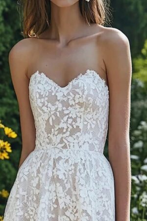 Beach Sweetheart Ivory Lace Maxi Engagement Dress