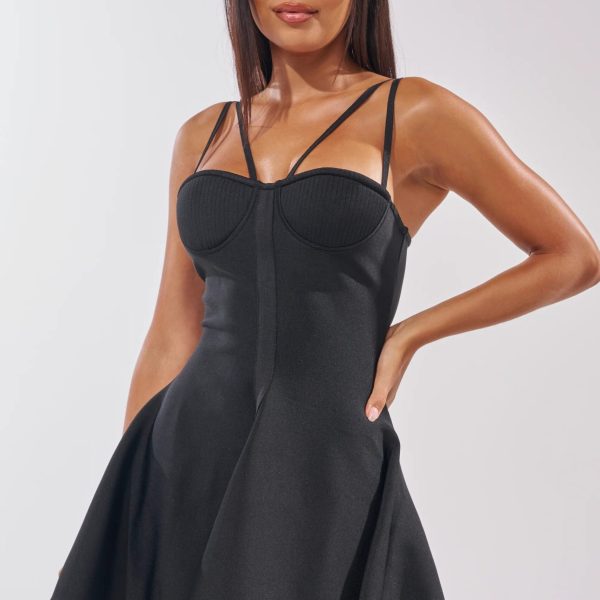 Women's Strappy Fit & Flare Mini Dress – Black (1)